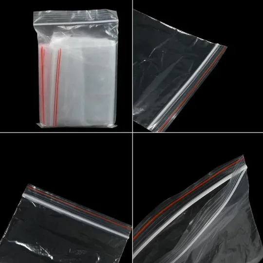 Sifatli Ziplock qadoqlash paketlari 12x17 sm, 100 dona (Shaffof)