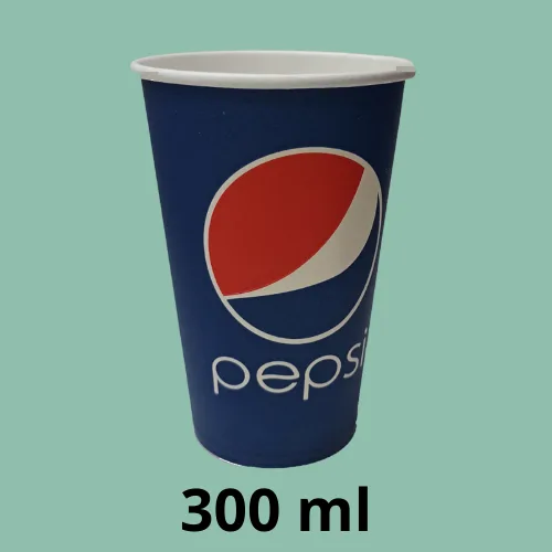 Pepsi bir martalik qog'oz stakanlari 300 ml, 1 qavatli, 25 dona (qopqoqsiz)
